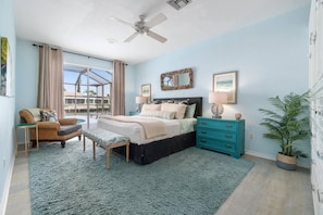 The primary suite is an oasis onto itself.