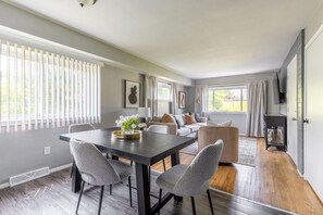 This dining area accommodates seating for four