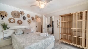 If it were me, I’d choose the ‘Hat Room’ if I didn’t get the Primary Suite.   So cute and fresh and it has private access to the pool area! 