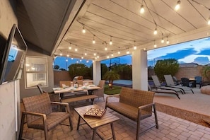 Covered Patio Area, outdoor TV, lounge area