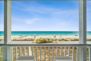 Breathtaking views of the Gulf of Mexico from the unit's large, private covered balcony.