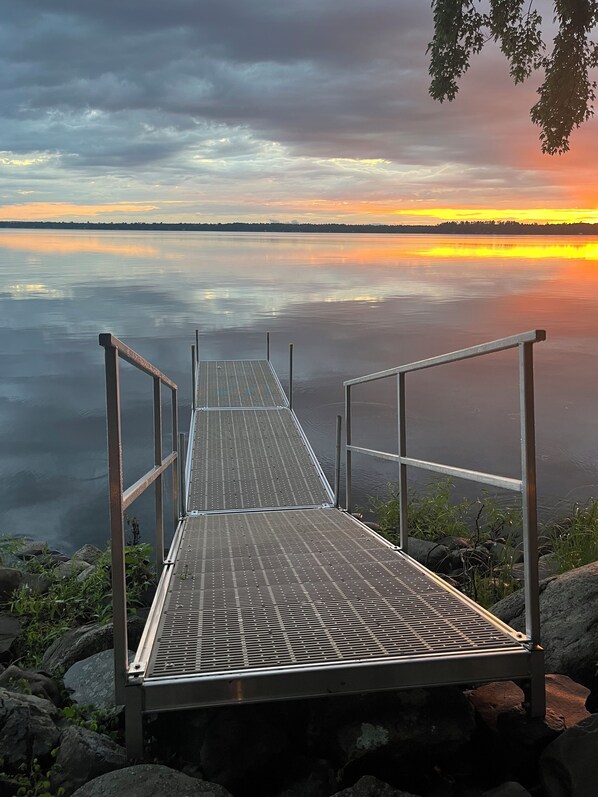 Dock at night with beautiful sunsets