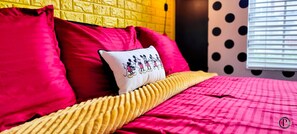 Themed bedroom. Inspired by Mickey Mouse!
Queen bed | Ensuite bathroom