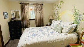 Queen bedroom with a unique look