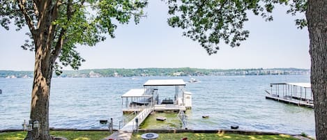 Amazing main channel views from this spacious lakefront home