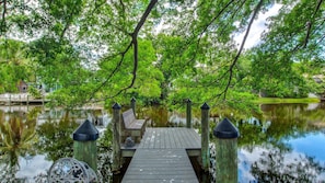 Unwind by the tranquil waters of the lake and soak up the sun in our peaceful backyard hideaway.