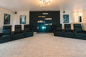 Theater room stocked with snacks (second floor)