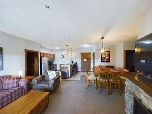 Living room and kitchen.