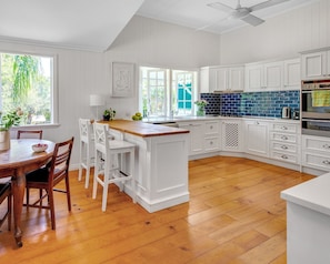 Classic blue and white decor. 