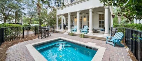 Custom home and pool steps to the beach