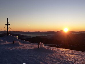 Sky, Atmosphere, Cloud, Afterglow, Mountain, Natural Landscape, Highland, Slope, Sunlight, Red Sky At Morning