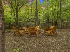 In the summer the wooded trees make you feel tucked into the forest.  A seasonal creek runs behind the property.