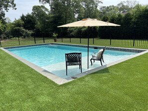 Be the first guest in the pool or just relax on the saltwater pool sunshelf.