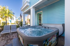 Private hot tub on back patio