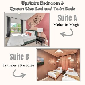 Upstairs Bedroom 3 - Queen Size Bed and Twin Beds