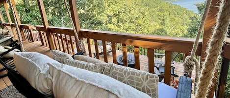 View from the bed swing on the covered porch. 