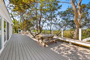 Large deck with beach views