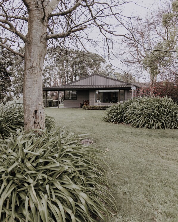 Big beautiful backyard looking out to the farm. 