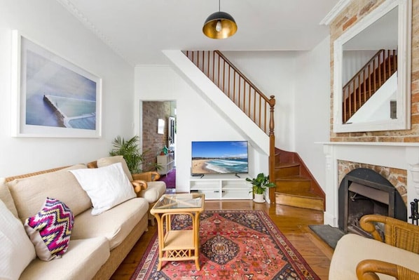 Beautiful living room with smart TV