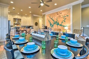 Main Floor: cook up family dinners and eat together in the spacious kitchen!  Large table seats 10, kitchen island table seats 4.