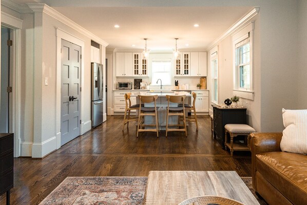 Open concept kitchen with pantry 