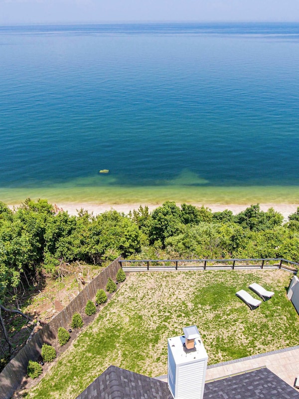 The aerial view of majestic bodies of water