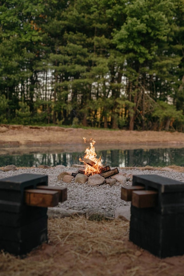 Enjoy late night fires looking over the pond.  Listen to the sounds of nature and enjoy the star gazing above you.