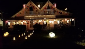 House all lit up at night 