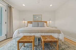Master bedroom features a king size bed
