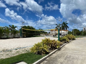 Tennis court area on property 