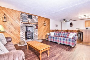 View from front door of main level open concept living space.
