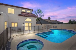 Fully fenced pool in the private backyard!