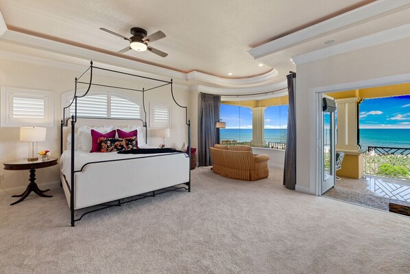 Spacious Master Bedroom with Sitting Area for Ocean Views
