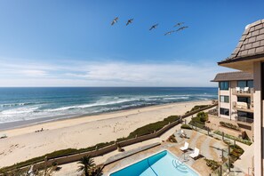 The oceanfront pool and sun deck
