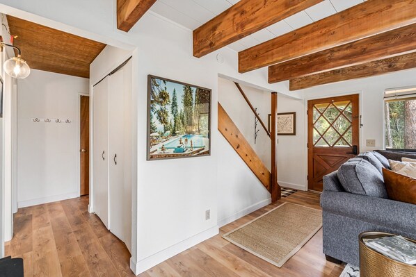 Indoors, Hardwood, Stained Wood, Furniture, Living Room