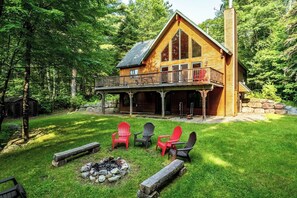 The cabin is secluded but only 6 min to Whiteface and 18 min to Lake Placid