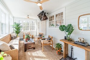 Enter Through The Sunroom w/ Smart TV & Stocked Game Chest