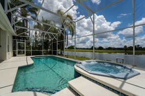 View of pool and spa