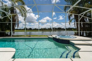 View of pool and spa