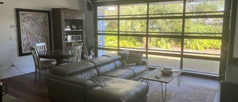 Family Room with Garage Door