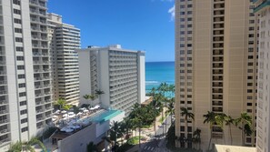 Waikiki Beach view from 2 balconies. 