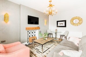 Sofa, chair TV and dining