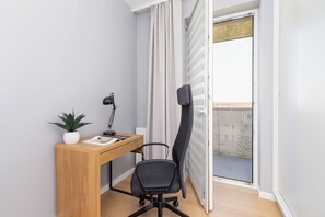Desk with chair for remote work. 