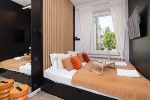 Cozy bedroom in the apartment. 