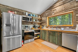 The fully stocked kitchen includes everything guest need to feel like they are at home