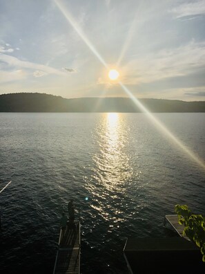 Relax as the sun sets or fish right off the end of one our two docks