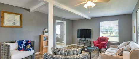 Freeport Vacation Rental | 1BR | 1BA | 870 Sq Ft | Stairs Required for Access