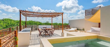 Your own private rooftop lounge with a plunge pool & outdoor dining & lounging!