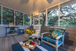 Screened in patio to escape the sun.