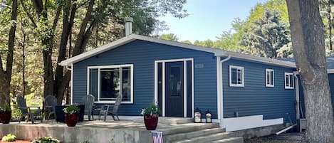 Elevated Lakeview Patio and Front Door Entry Facing Beautiful Clear Lake!